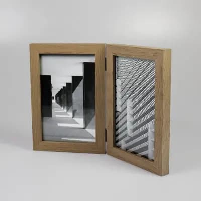 Threshold Thin Hinged Frame Holds 2 (4"x 6") Photos Frame Natural - Thresholdâ„¢ [MDF (Medium-Density Fiberboard) (Frame), 4 x 6 Inches, Glass]