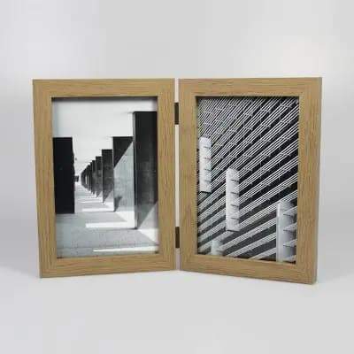 Threshold Thin Hinged Frame Holds 2 (4"x 6") Photos Frame Natural - Thresholdâ„¢ [MDF (Medium-Density Fiberboard) (Frame), 4 x 6 Inches, Glass]