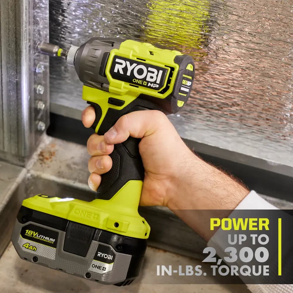 RYOBI 18V ONE+ HP Brushless 4-Mode 1/4" Hex Impact Driver [Collet 1/4" Hex, RPM 0 - 3,400, Torque Up to 2,300 in-lbs.]