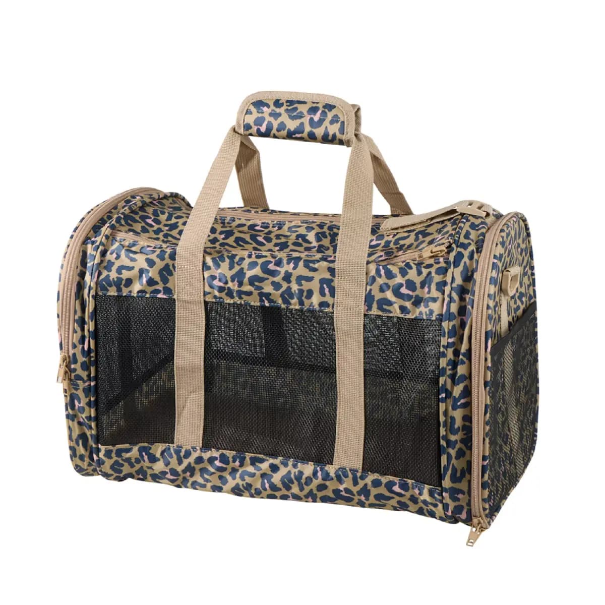 Whisker City® Soft-Sided Cat Carrier, up to 22 lbs [Includes 1 Cat Carrier, Intended Pet(s) For cats up to 22 lbs, Color Tan, Blue, Product Dimensions 19 in L X 11 in W X 11 in H (