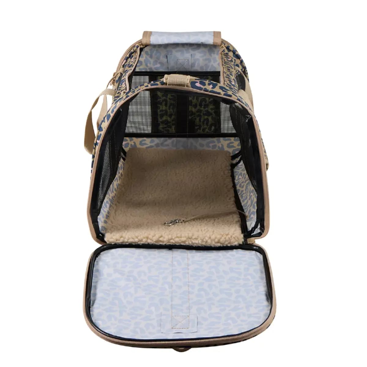 Whisker City® Soft-Sided Cat Carrier, up to 22 lbs [Includes 1 Cat Carrier, Intended Pet(s) For cats up to 22 lbs, Color Tan, Blue, Product Dimensions 19 in L X 11 in W X 11 in H (