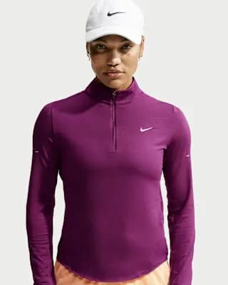 Nike Swift Women's Dri-FIT UV 1/4-Zip Running Top True Berry [Body: 88% polyester/12% spandex, Machine wash, XXS (00)-XXL (20–22)]
