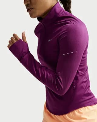 Nike Swift Women's Dri-FIT UV 1/4-Zip Running Top True Berry [Body: 88% polyester/12% spandex, Machine wash, XXS (00)-XXL (20–22)]