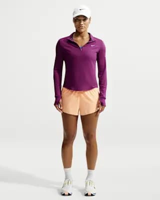 Nike Swift Women's Dri-FIT UV 1/4-Zip Running Top True Berry [Body: 88% polyester/12% spandex, Machine wash, XXS (00)-XXL (20–22)]