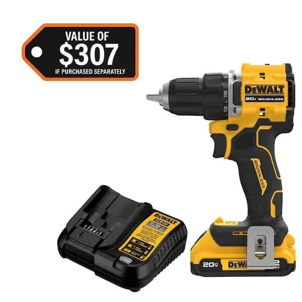 DEWALT Atomic 20V Lithium-Ion Cordless Compact 1/2 in. Drill/Driver Kit with 2.0Ah Battery and Charger, DCD794D1 [Battery Amp Hours: 2 Ah, Battery Power Type: Lithium Ion, Battery 