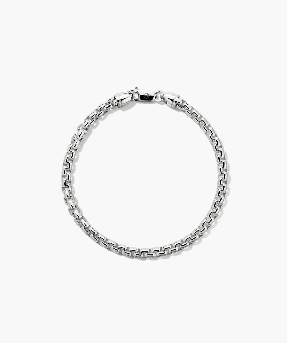Mejuri 4mm Round Box Chain Bracelet Sterling Silver [Sterling Silver, Width: 4.2 mm, Polish with a soft cloth]