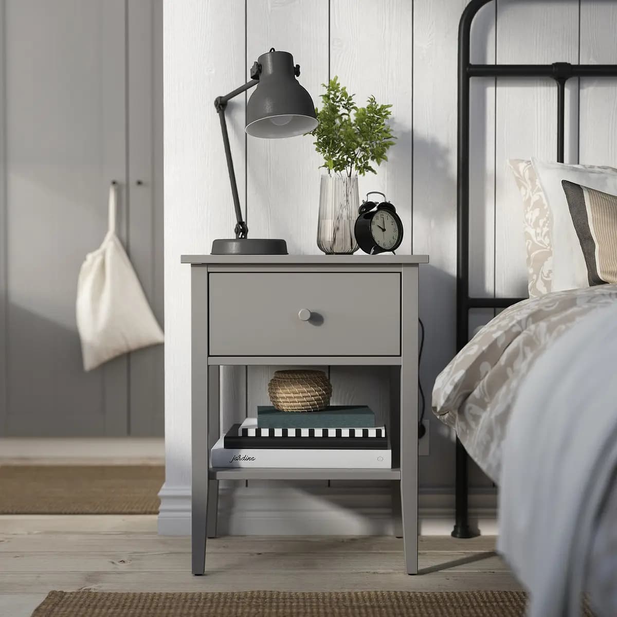 IKEA GULLABERG Nightstand, with 1 drawer with shelf/gray 20 7/8x16 7/8x27 1/8 " [Depth 16 7/8 ", Width 20 7/8 ", Height 27 1/8 "]