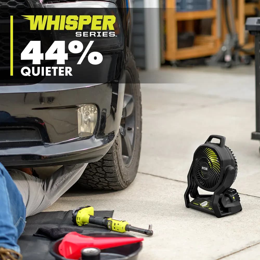 RYOBI LIMITED EDITION 18V ONE+ Hybrid WHISPER SERIES 7-1/2 in. Fan Kit [Medium Speed (RPM) 1,500, High Speed (RPM) 1,850, Low Speed (RPM) 930]