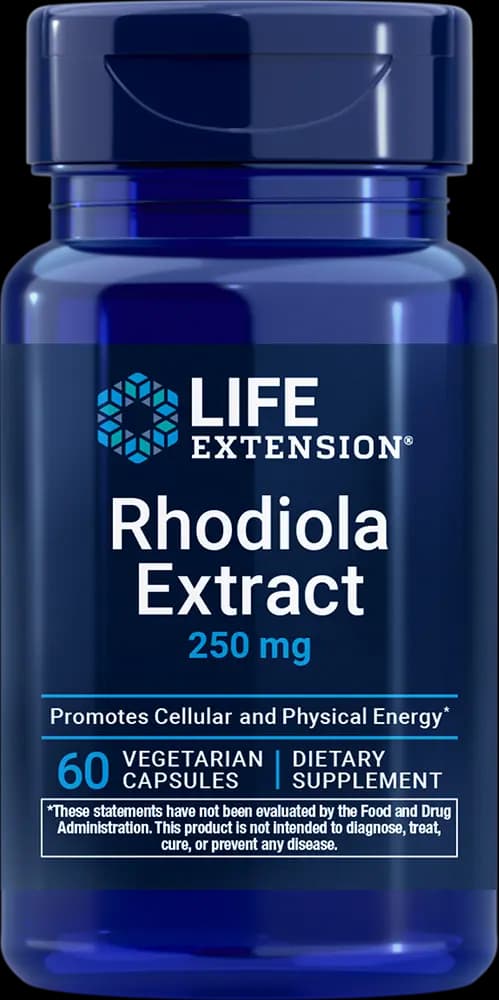 Life Extension Rhodiola Extract 250 mg, 60 vegetarian capsules [1 vegetarian capsule, 250 mg, vegetable cellulose(capsule)]