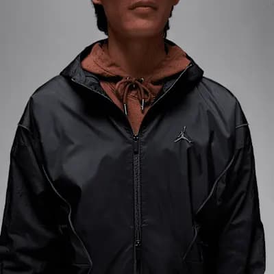 Jordan Brooklyn Men's Hooded Draft Jacket Black/Black/Anthracite/Anthracite [Black/Black/Anthracite/Anthracite, Mesh lining helps add breathability., Two-way zipper gives you styli