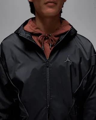 Jordan Brooklyn Men's Hooded Draft Jacket Black/Black/Anthracite/Anthracite [Black/Black/Anthracite/Anthracite, Mesh lining helps add breathability., Two-way zipper gives you styli