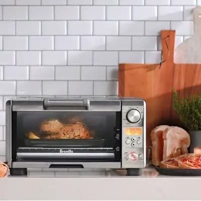 Breville 1800W Mini Smart Toaster Oven Stainless Steel BOV450XL: Countertop, 4-Slice, Dual Rack, Auto Shut-Off [1800 Watts, Stainless Steel, .29 cubic-ft]