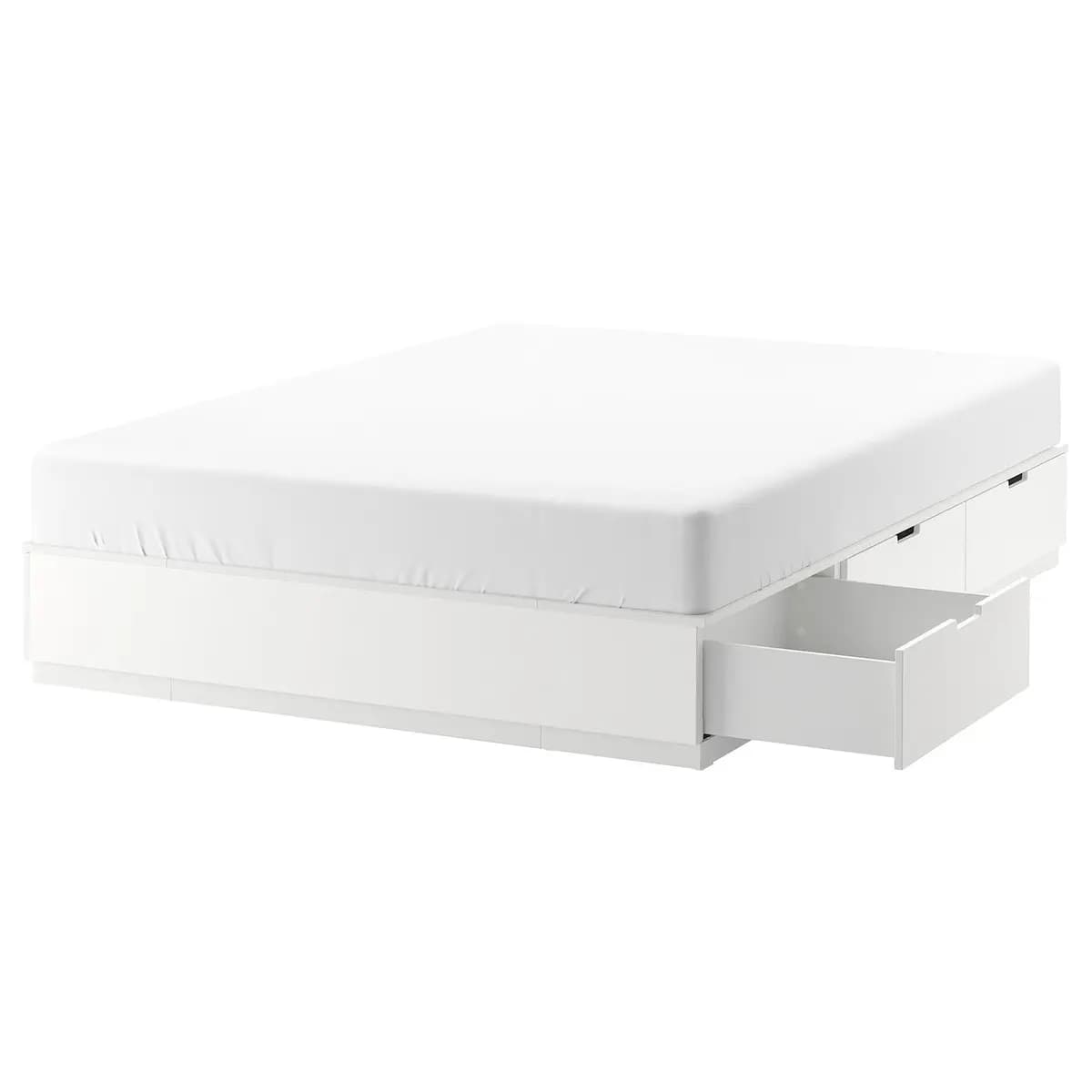 IKEA NORDLI Bed frame with storage, white [Width 76 ", Height 11 3/4 ", Length 79 1/2 "]