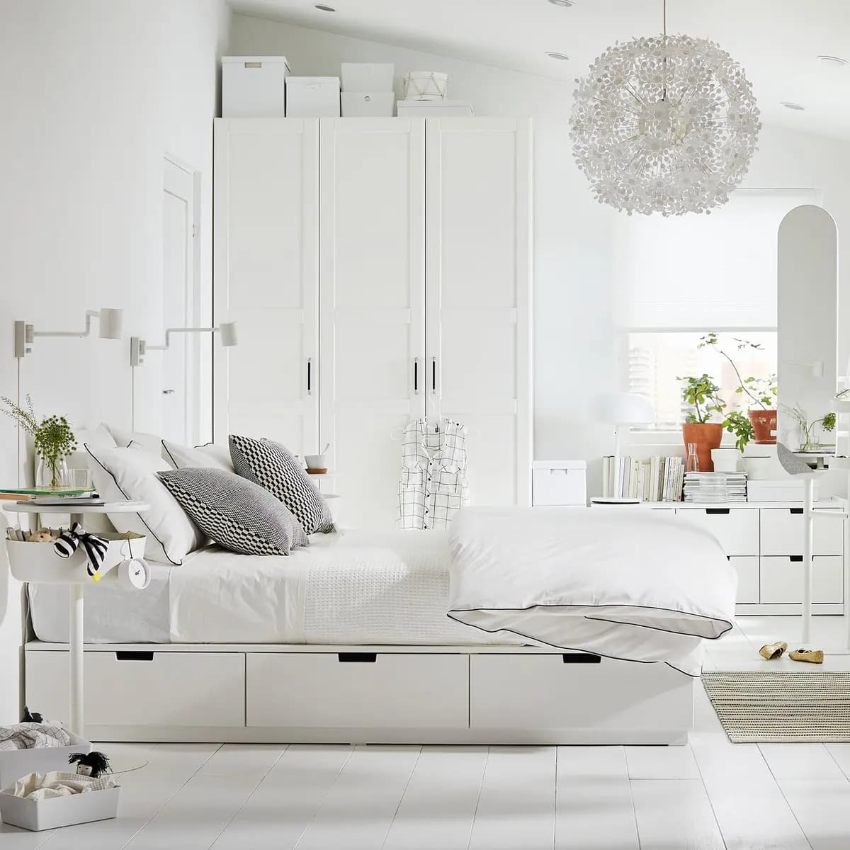 IKEA NORDLI Bed frame with storage, white [Width 76 ", Height 11 3/4 ", Length 79 1/2 "]