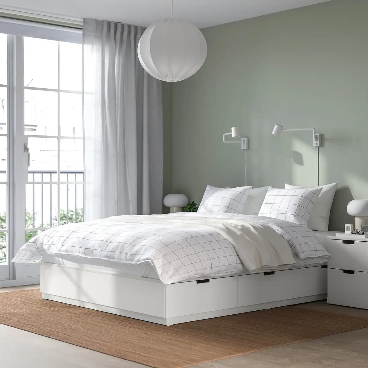 IKEA NORDLI Bed frame with storage, white [Width 76 ", Height 11 3/4 ", Length 79 1/2 "]