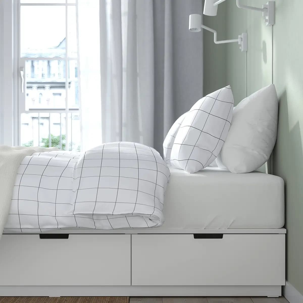 IKEA NORDLI Bed frame with storage, white [Width 76 ", Height 11 3/4 ", Length 79 1/2 "]