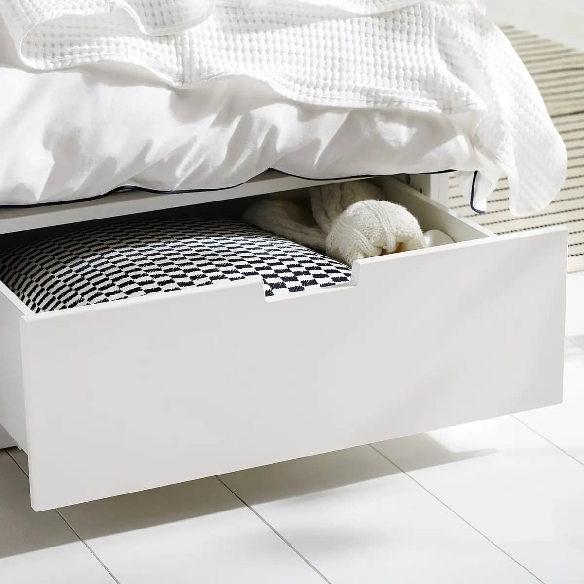 IKEA NORDLI Bed frame with storage, white [Width 76 ", Height 11 3/4 ", Length 79 1/2 "]