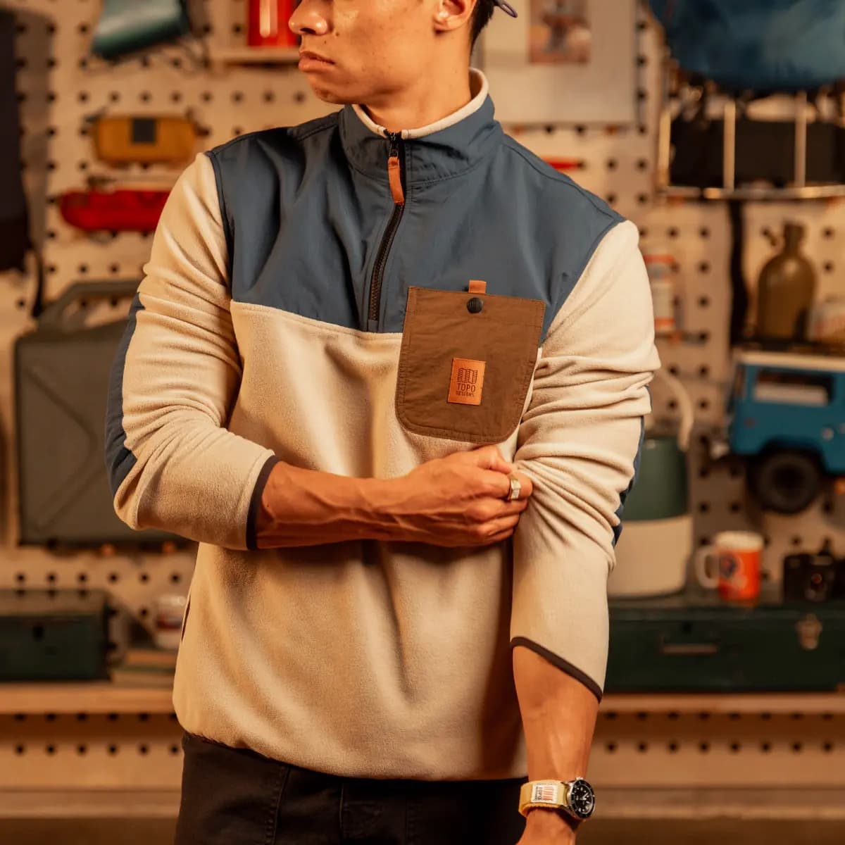Topo Designs Vista 1/4 Zip Lightweight Fleece - Men's Forest Halfpipe / X-Small [Classic 1/4 zip closure for easy layering, Soft, lightweight fleece fabric designed f, Streamlined 