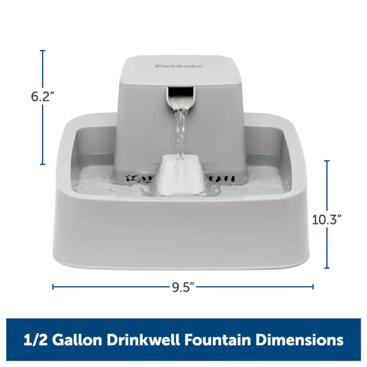 PetSafe® Drinkwell® Automatic Dog & Cat Pet Fountain Waterer, Includes Filter, Gray, 0.5 GAL, 1 GAL [Intended Pet(s) Best for small dogs or cats, Material(s) BPA-free plastic, Colo