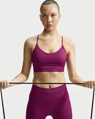 Nike Pro Seamless Women's Light-Support Padded Sports Bra True Berry [Body; 47% polyester/42% nylon/11% spandex, Machine Wash, XXS-XXL]
