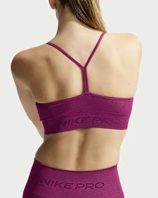 Nike Pro Seamless Women's Light-Support Padded Sports Bra True Berry [Body; 47% polyester/42% nylon/11% spandex, Machine Wash, XXS-XXL]