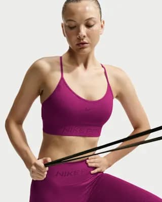 Nike Pro Seamless Women's Light-Support Padded Sports Bra True Berry [Body; 47% polyester/42% nylon/11% spandex, Machine Wash, XXS-XXL]