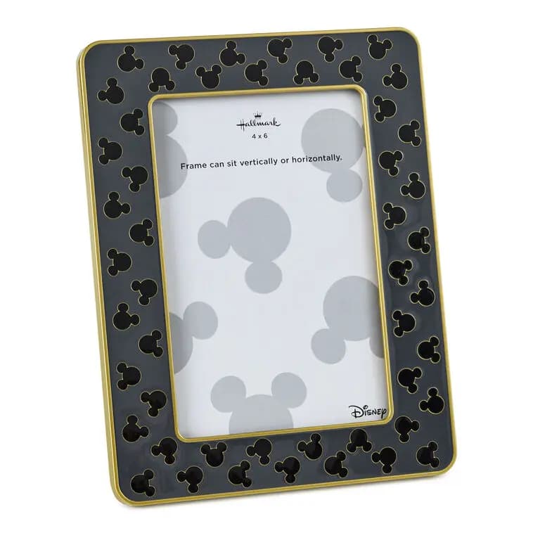 Disney Mickey Mouse Silhouettes Gray Metal Picture Frame, 4x6 [Dimensions 6'' W x 7.75'' H x 0.5'' D, Material Metal and glass., Count 1, Care instructions Wipe clean.]
