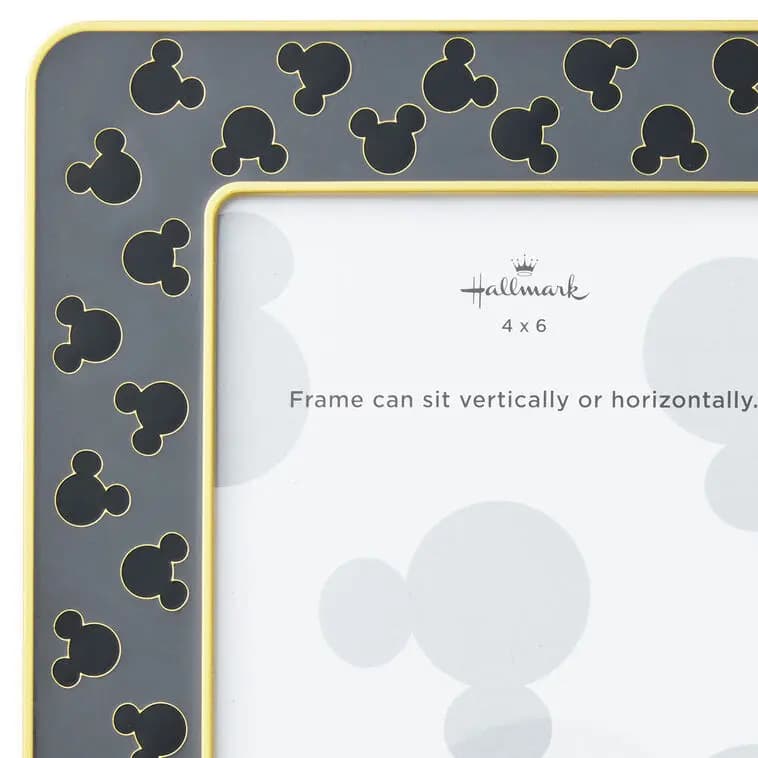 Disney Mickey Mouse Silhouettes Gray Metal Picture Frame, 4x6 [Dimensions 6'' W x 7.75'' H x 0.5'' D, Material Metal and glass., Count 1, Care instructions Wipe clean.]