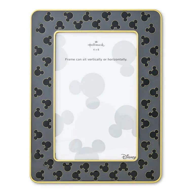 Disney Mickey Mouse Silhouettes Gray Metal Picture Frame, 4x6 [Dimensions 6'' W x 7.75'' H x 0.5'' D, Material Metal and glass., Count 1, Care instructions Wipe clean.]