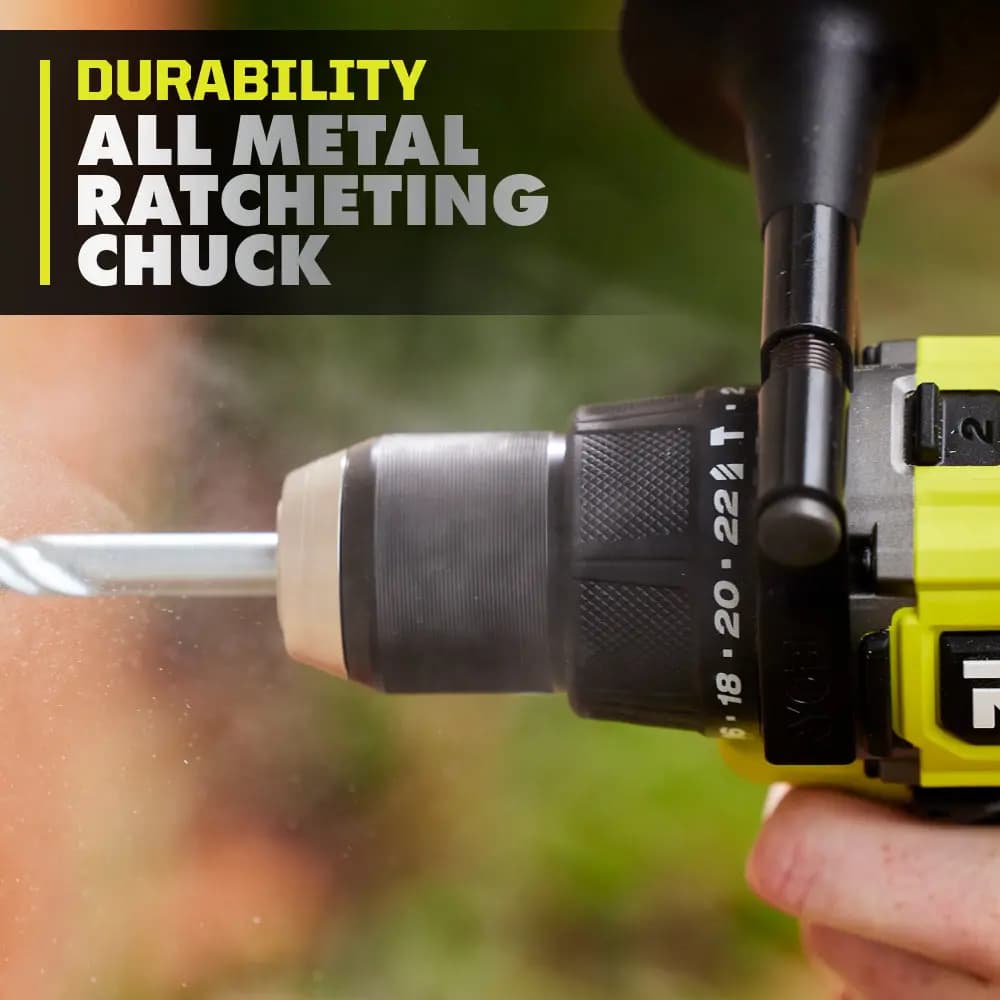 RYOBI 18V ONE+ HP Brushless 1/2" Hammer Drill [Torque Up to 850 in-lbs., RPM 0 - 700 / 0 - 2,150, Chuck 1/2"]