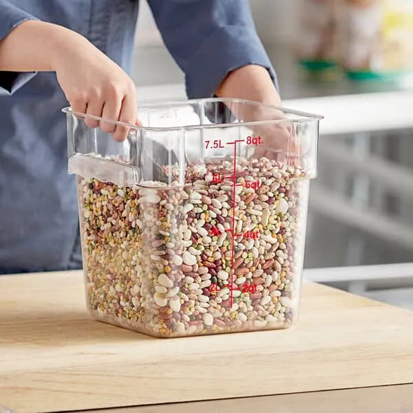 Choice Square Polycarbonate Food Storage Container (8 Qt) [Length 8 3/4 Inches, Width 8 3/4 Inches, Height 9 Inches, Capacity 8 qt.]