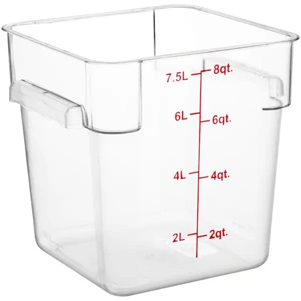 Choice Square Polycarbonate Food Storage Container (8 Qt) [Length 8 3/4 Inches, Width 8 3/4 Inches, Height 9 Inches, Capacity 8 qt.]
