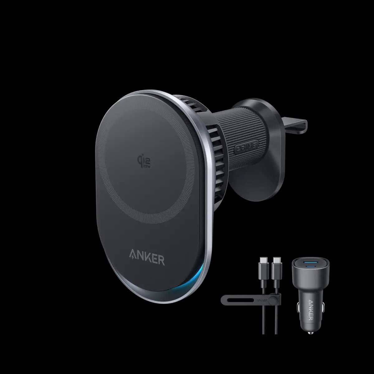 Anker Prime Wireless Car Charger (MagGo, AirCool, Pad) [25W Max, 15V⎓3A, Phone: 25W Max]