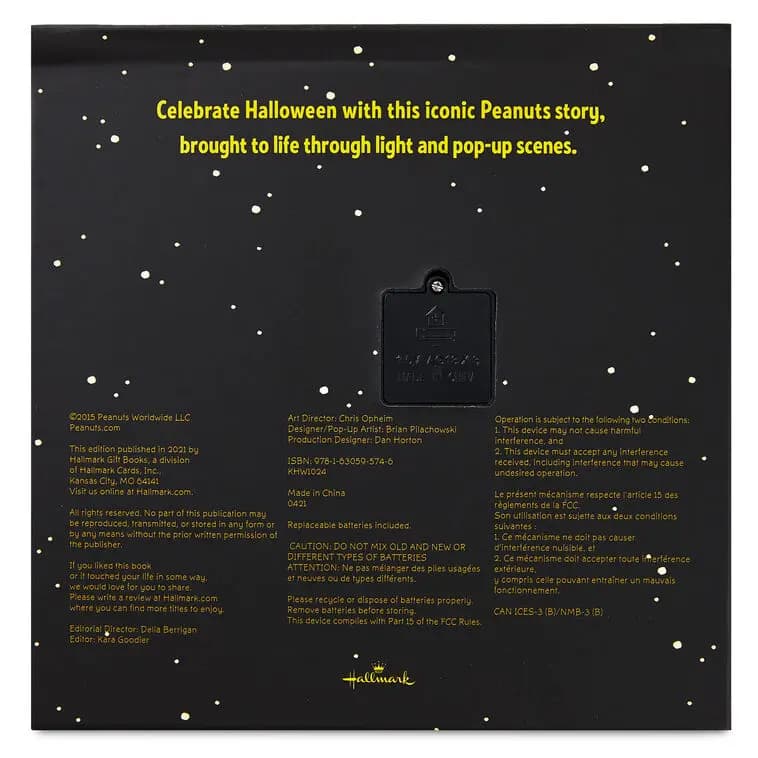 Peanuts® It's the Great Pumpkin, Charlie Brown Lighted Pop-Up Book [Dimensions 8.25" W x 8.25" H, Count 1, Genre Juvenile Nonfiction, Author Charles M. Schulz]