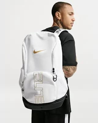 Nike Varsity Elite Backpack (32L) White/Black/Metallic Gold [100% polyester, Spot clean, ONE SIZE]