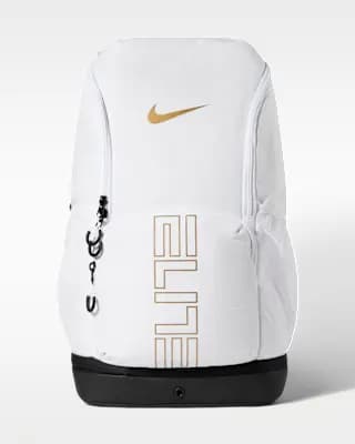 Nike Varsity Elite Backpack (32L) White/Black/Metallic Gold [100% polyester, Spot clean, ONE SIZE]