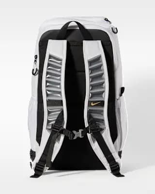 Nike Varsity Elite Backpack (32L) White/Black/Metallic Gold [100% polyester, Spot clean, ONE SIZE]