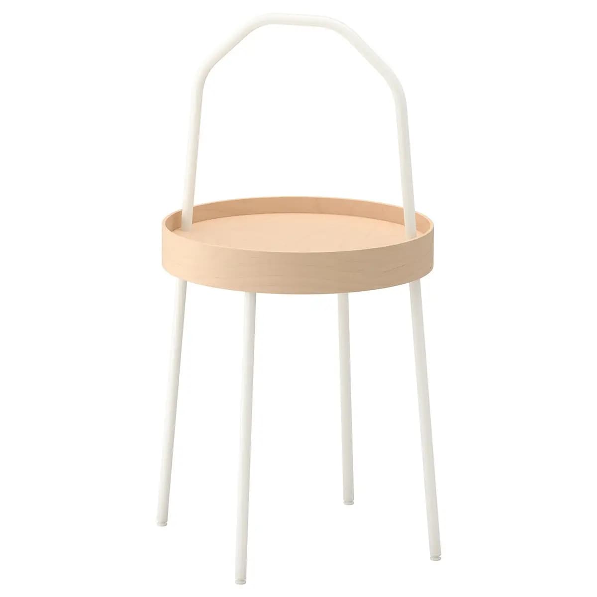 IKEA BURVIK Side table, white [Height 17 3/4 ", Height including handle 30 3/4 ", Diameter 15 "]