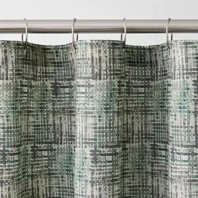 Casaluna Plaid Linen Shower Curtain Green - Casalunaâ„¢ [1.7 Pounds, 72 Inches (H) x 72 Inches (W), Shirley]