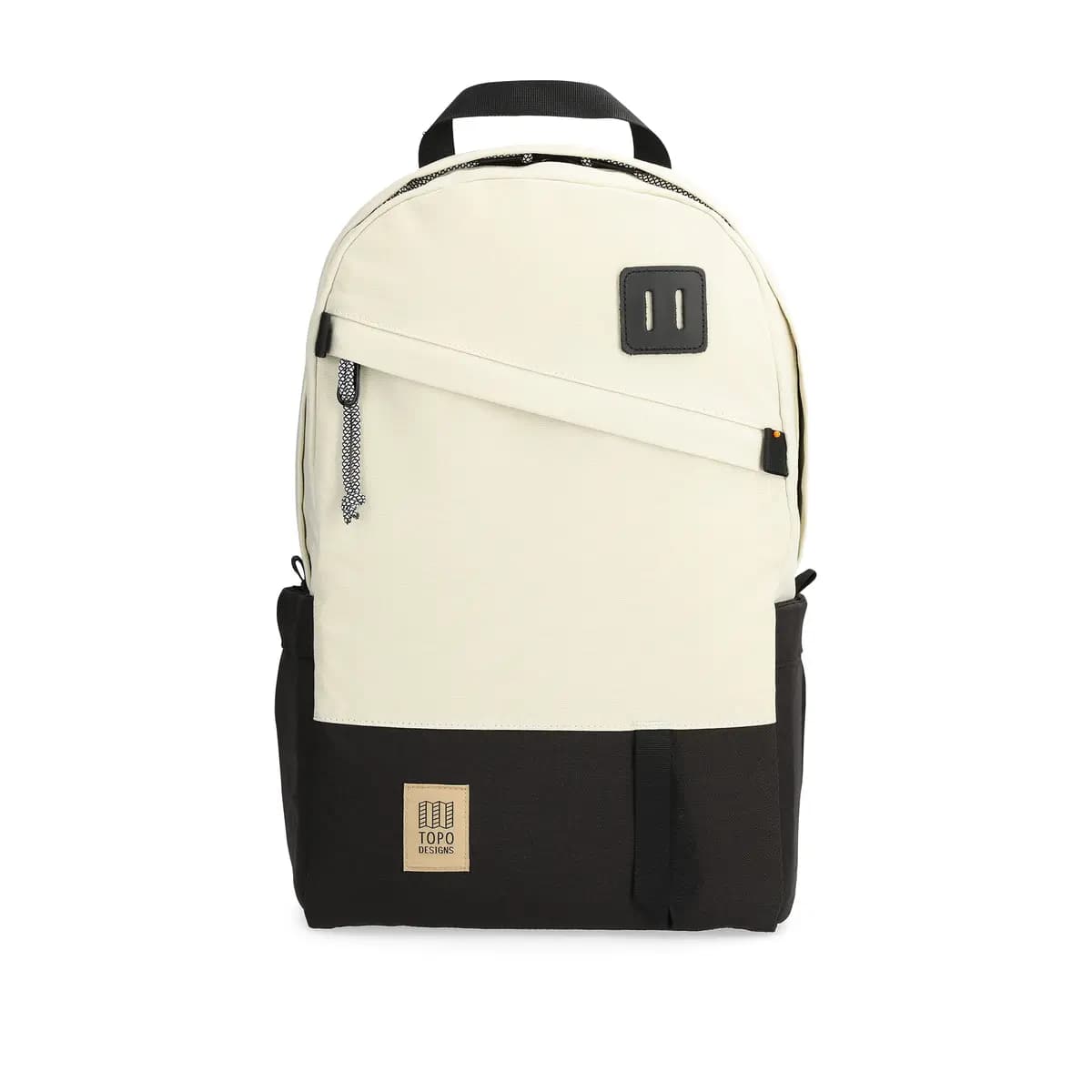 Topo Designs Daypack Classic Bone White / Black [Natural leather lash tab, Heavy-duty hardware, Comfortable contoured padded shoulder straps]