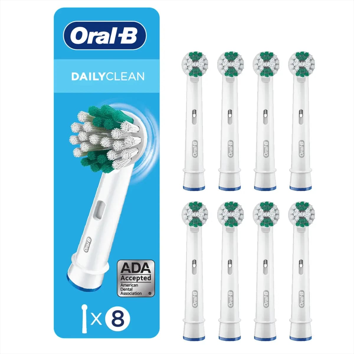Oral-B Daily Clean Electric Toothbrush Replacement Brush Heads, 8 Count [EFFECTIVE CLEANING, ROUND CLEANS BETTER, TESTED & TRUSTED]