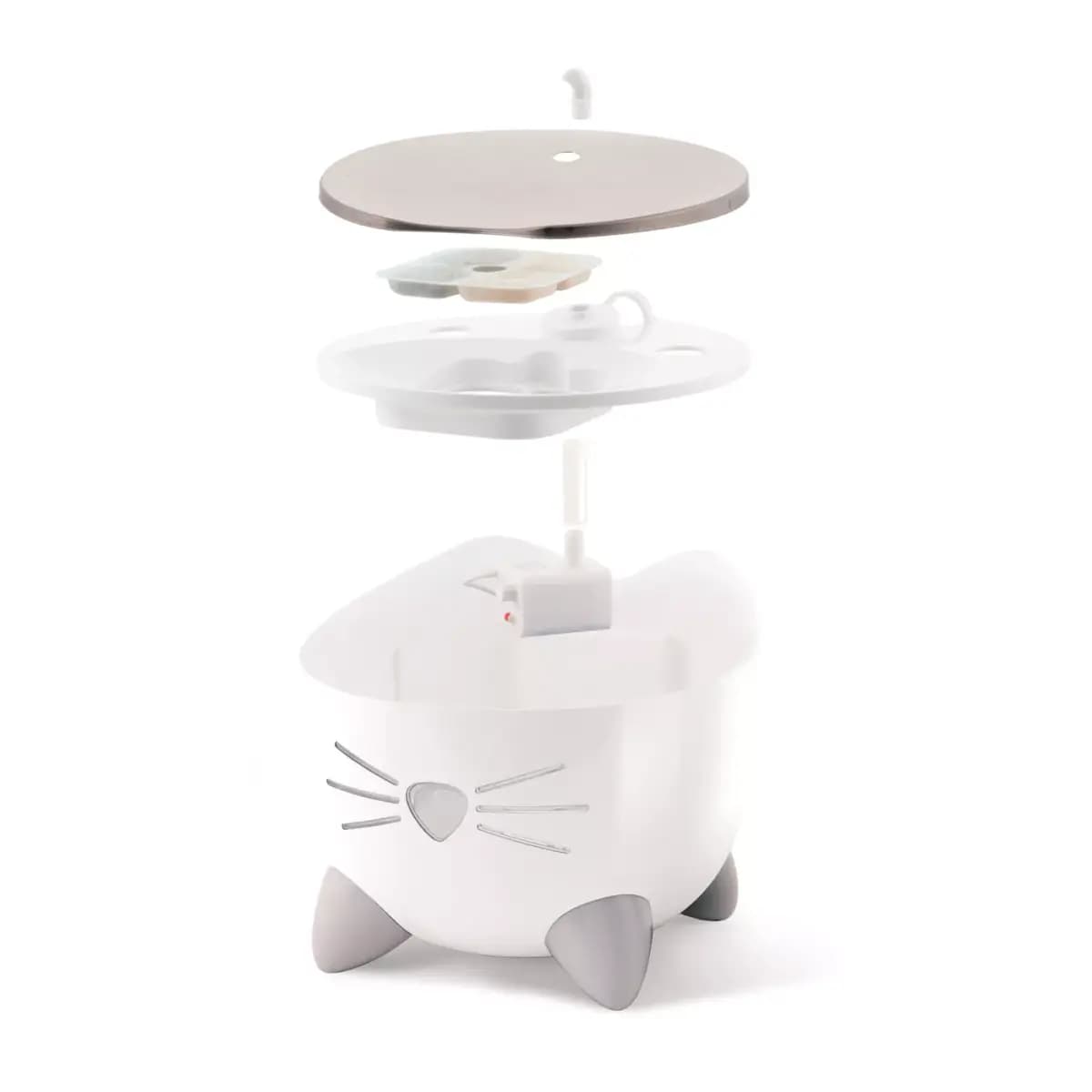 Catit® PIXI Stainless Steel Cat Drinking Fountain [Includes (1) 2.5 L fountain, Super-silent & fully, Intended Pet(s) Cat, Color White, Stainless Steel, Product Dimensions 8 in x 8