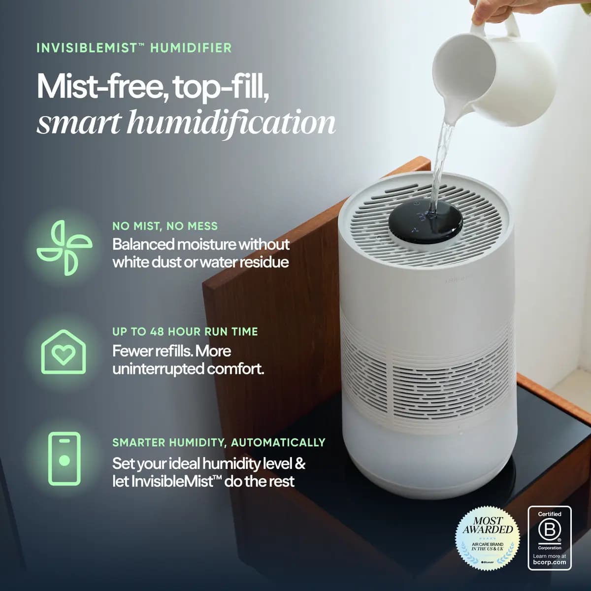 Blueair InvisibleMist Humidifier [14.6 in x 9.4 in x 9.4 in, 7.8 lb, 3.5 L]