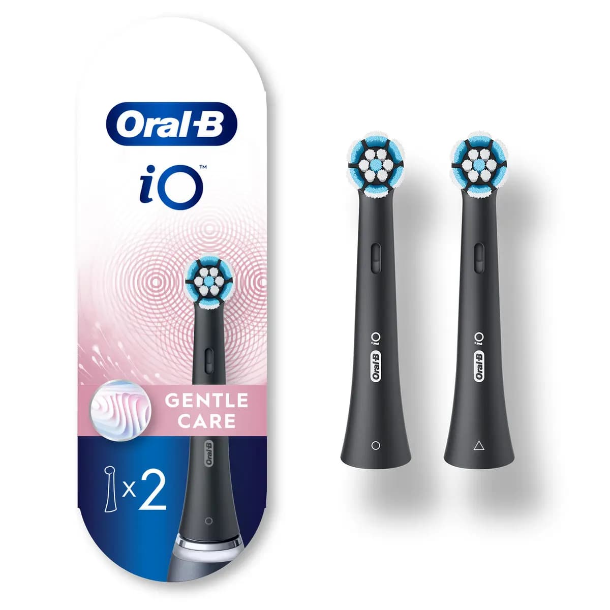 Oral-B iO Gentle Care Replacement Brush Heads, 2-Count, Black [The iO Gentle Care replacement brush heads are compatible with all Oral-B iO Electric Toot, Dentists recommend changi