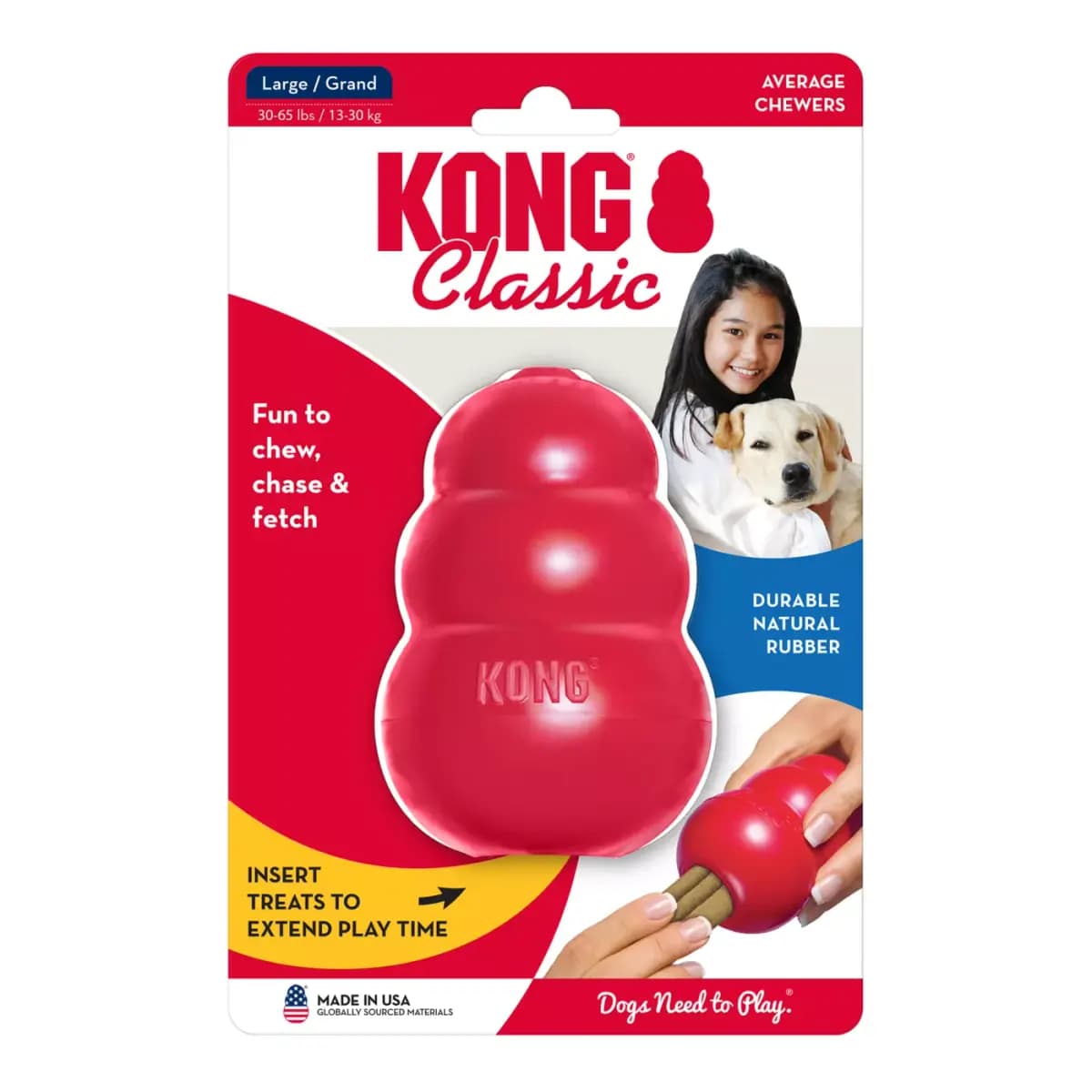 KONG Classic Stuffable Treat-Dispensing Dog Toy [Description and Overview The KONG Classic is the gold standard of, Product Brand & Name KONG® Classic Lg, Intended for Dog, Dimensi
