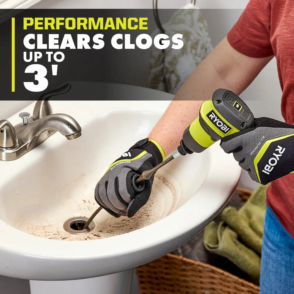 RYOBI USB Lithium Cordless Drain Auger with 2.0 Ah USB Lithium Battery and Charging Cable [Capacity 3Ah, Voltage 4V, USB Cable 21"]