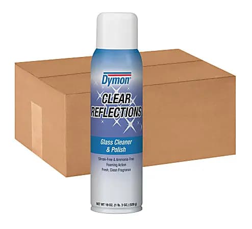 Dymon® Clear Reflections Glass Cleaner Aerosol Spray, 20 Oz Can, Case Of 12 [color Blue; Silver; Crystal Clear, Number Of Containers 12, Size (container) 20 oz, antibacterial No]