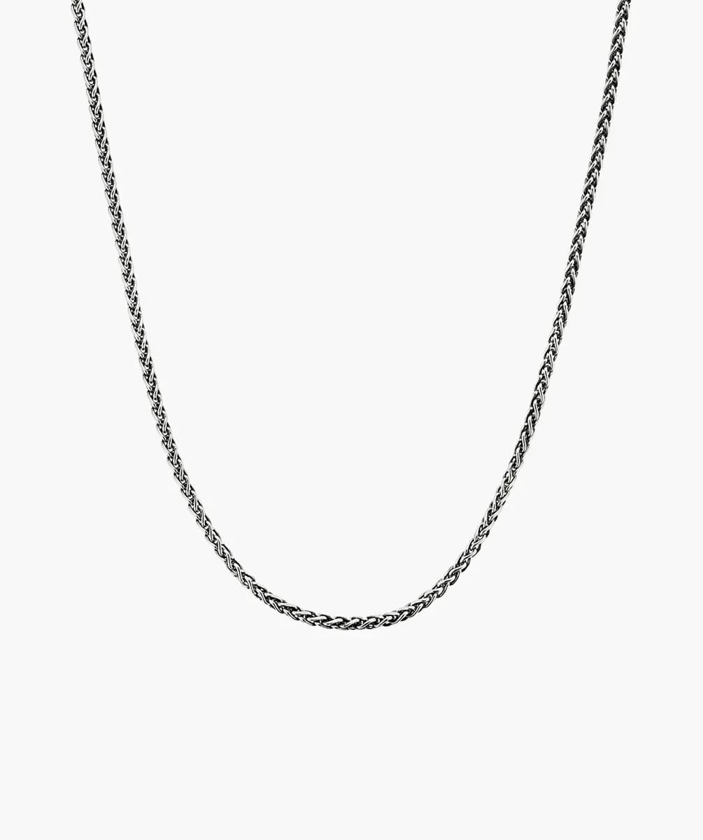 Mejuri 2.4mm Wheat Chain Necklace Oxidized Sterling Silver [Oxidized Sterling Silver, Width: 2.4 mm, Polish with a soft cloth]