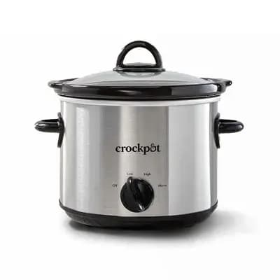 Crock-Pot 3qt Round Manual Slow Cooker Black Stainless Steel [6.99 Pounds, Stainless Steel, Stoneware, 3 Quart]