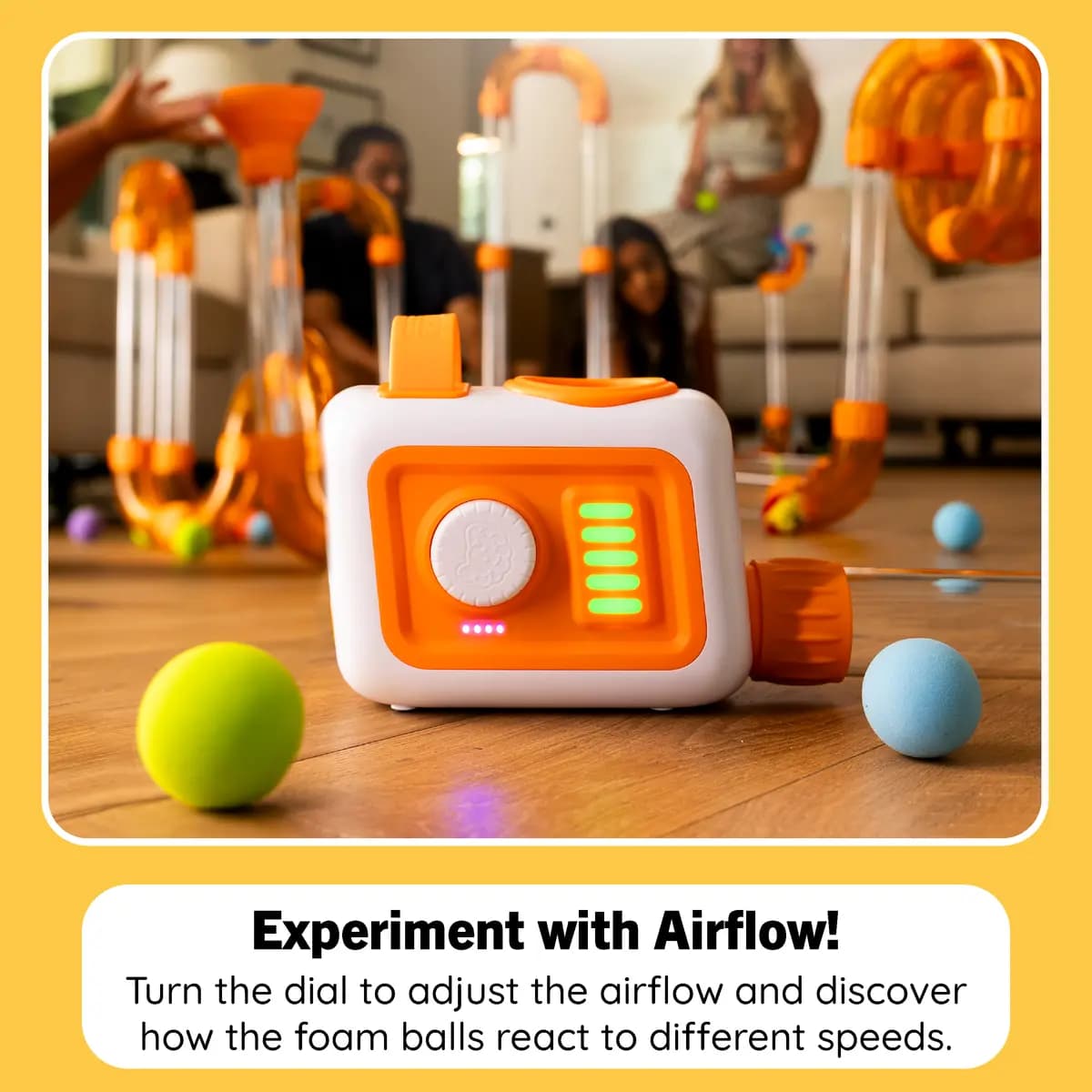 Fat Brain Toys Air Toobz Evo Number One Air-Powered STEM Play System for Kids Ages 3 and Up [Kid-safe fan that sends foam balls flying through a network of modular tubes, Encourage
